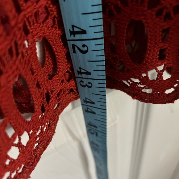 Dress Barn Women's Size 20 Rust Red/Orange Crochet Lace 3/4 Sleeve Dress - Picture 7 of 11
